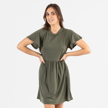 Camisola de manga curta verde-caça