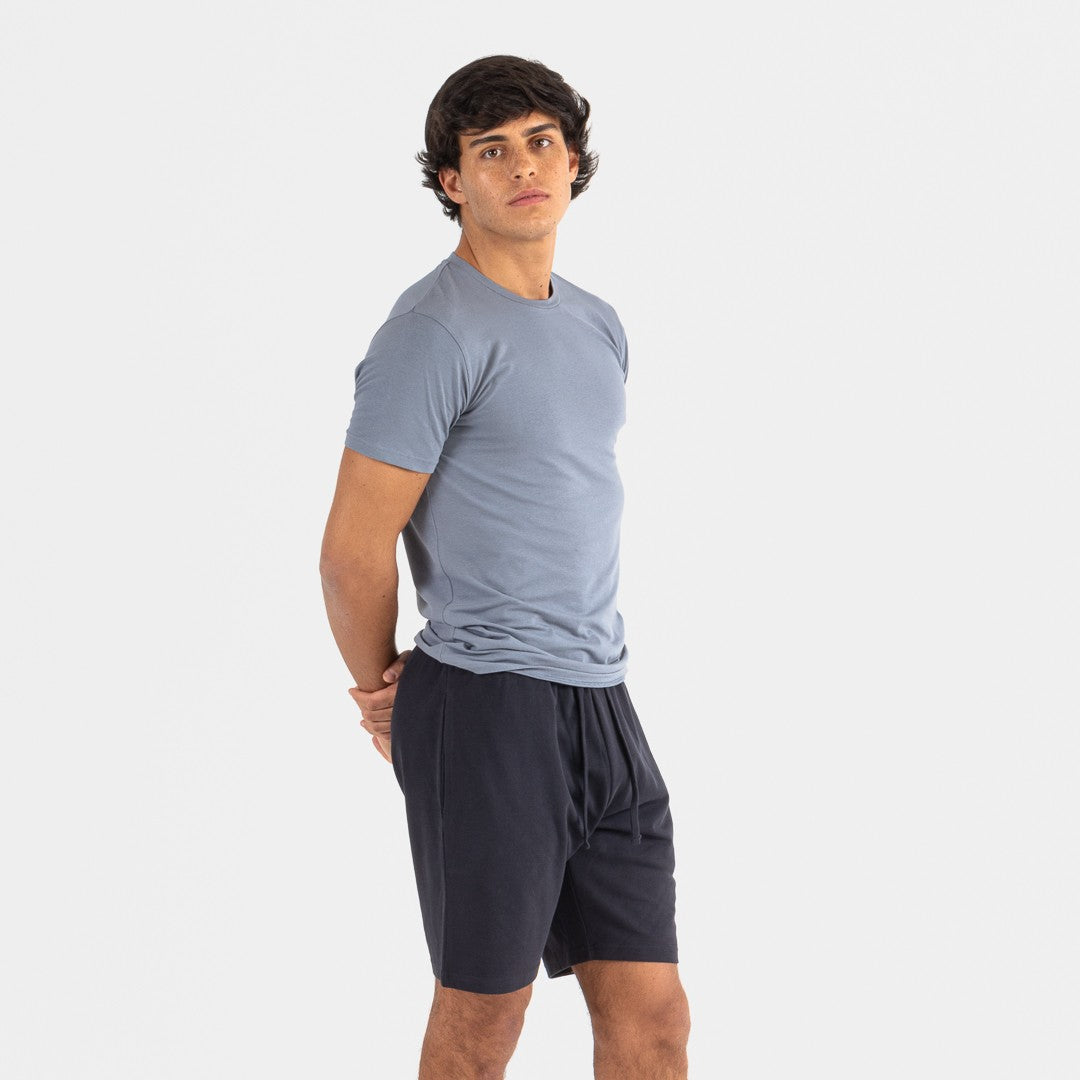 Conjunto esportivo curto masculino azul-índigo