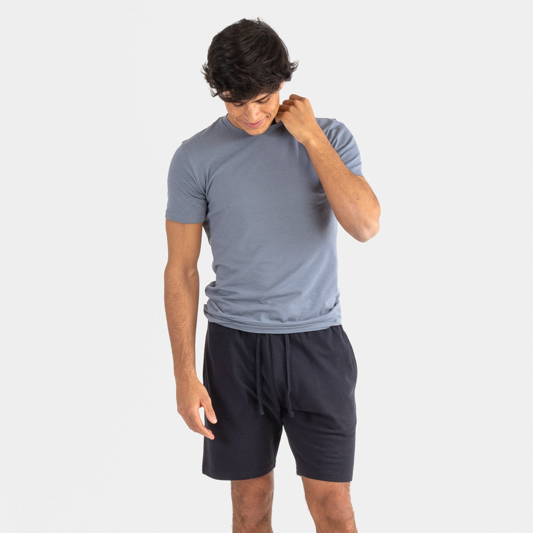Conjunto esportivo curto masculino azul-índigo