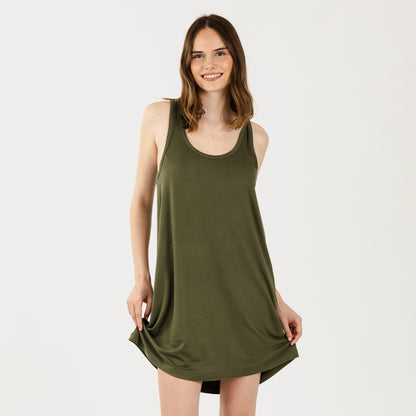 Camisola de malha acetinada com alças, verde-caça