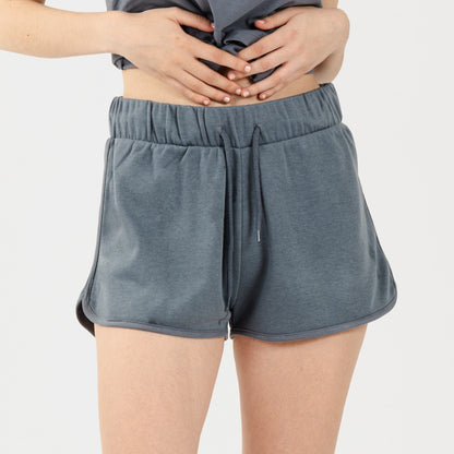 Conjunto de moletom feminino com shorts na cor índigo