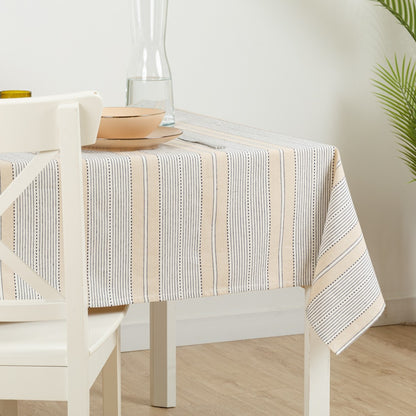 Toalha de mesa listrada cor areia