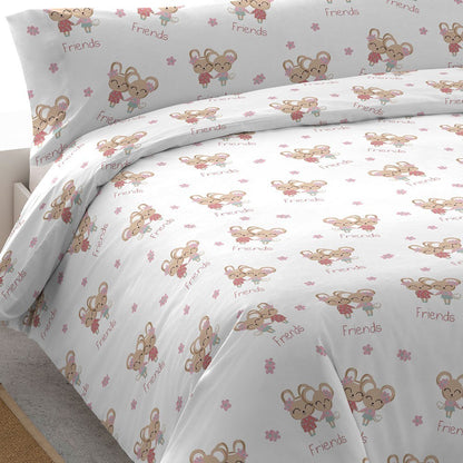 Capa de edredão algodão Friends rosa