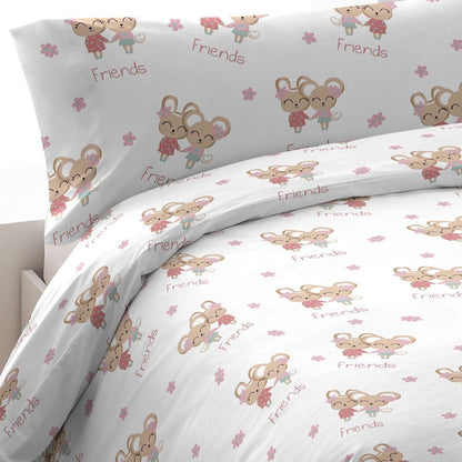 Capa de edredão algodão Friends rosa