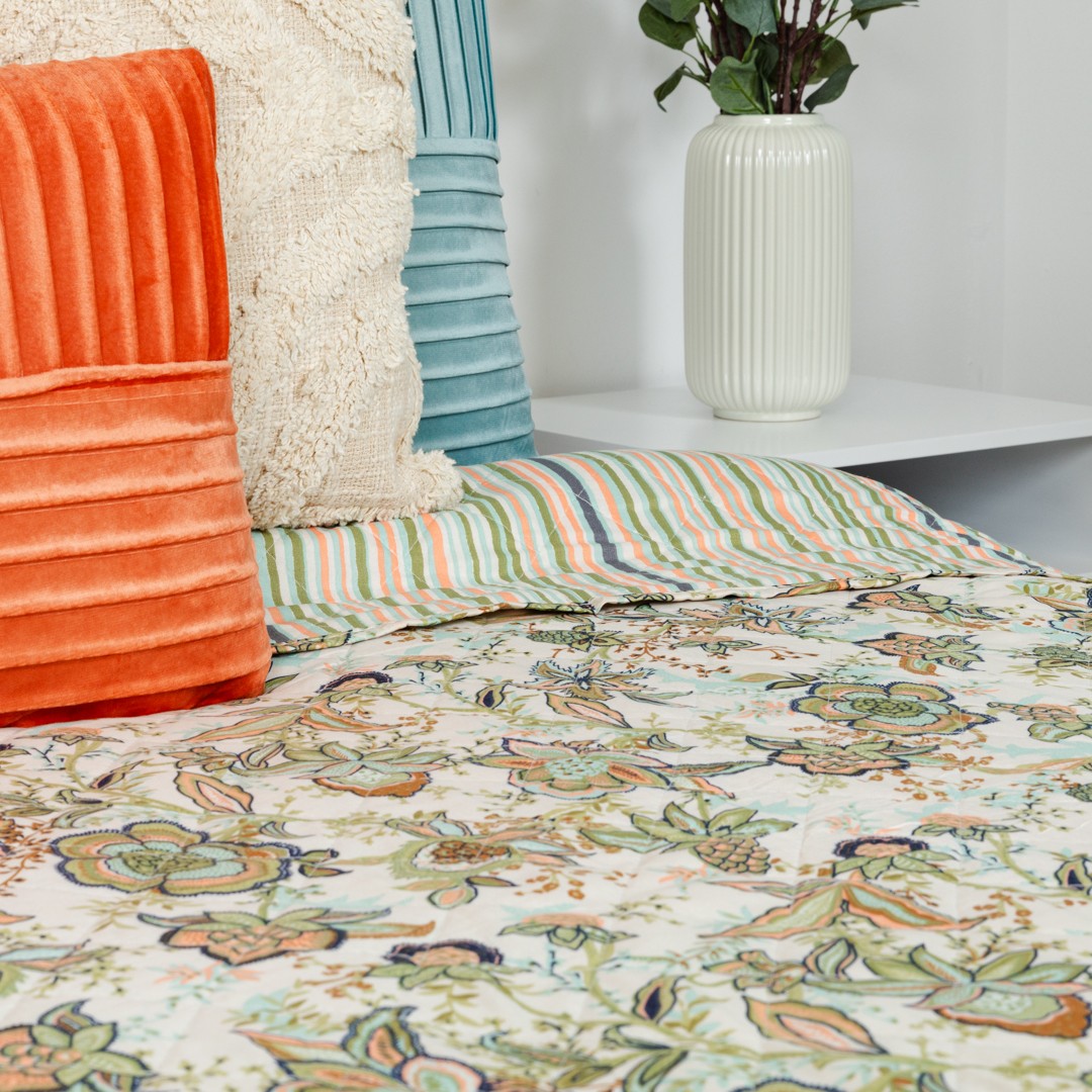 Colcha de cama Estefania verde para caça