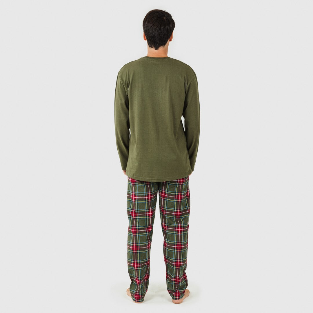 Pijama de flanela masculino, xadrez de caça verde Milton