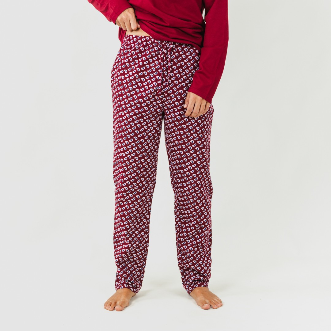 Pijama de flanela masculino Jaume em Borgonha