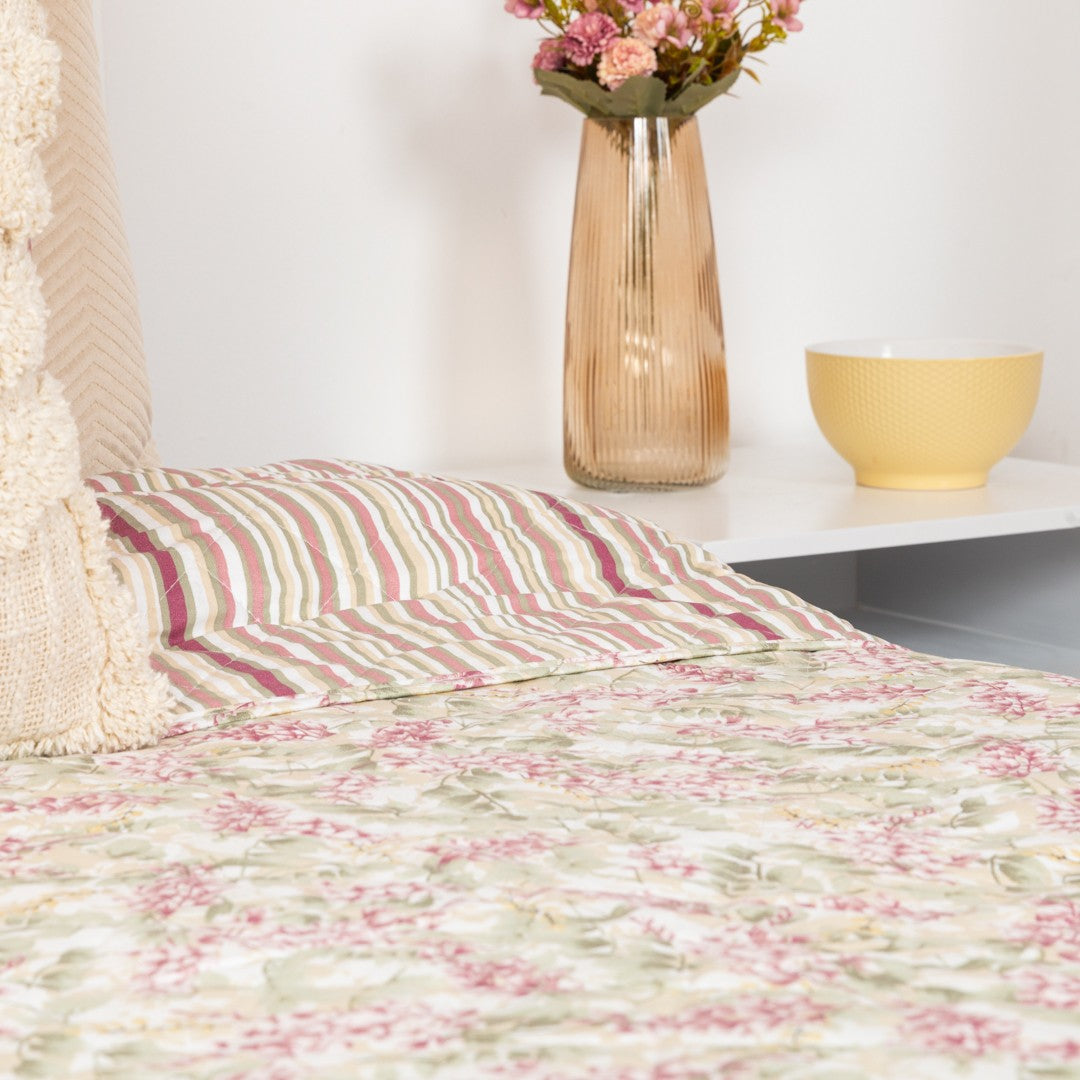 Colcha Nora rosa malva