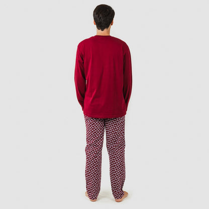 Pijama de flanela masculino Jaume em Borgonha