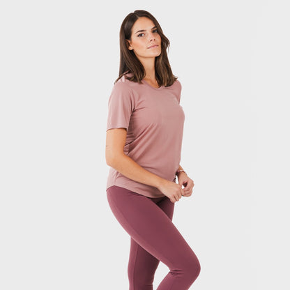 Conjunto esportivo feminino de leggings compridas na cor malva - berinjela