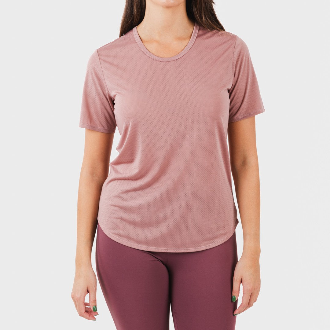 Conjunto esportivo feminino de leggings compridas na cor malva - berinjela