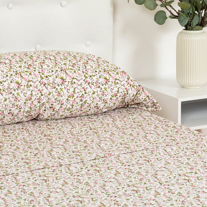 Conjunto de lençóis de algodão rosa Pia