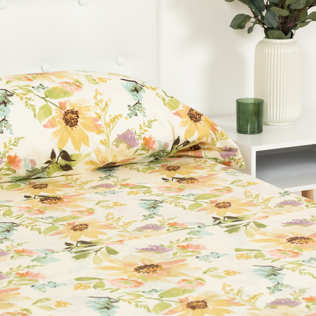 Jogo de lençóis August em percal de algodão natural