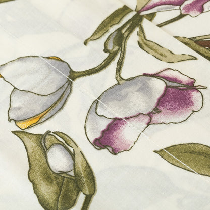 Conjunto de lençóis de algodão percal com estampa de magnólia natural