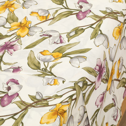 Conjunto de lençóis de algodão percal com estampa de magnólia natural