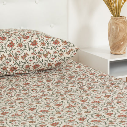 Jogo de lençóis algodão Isabel cor telha