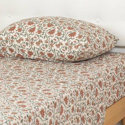 Jogo de lençóis algodão Isabel cor telha