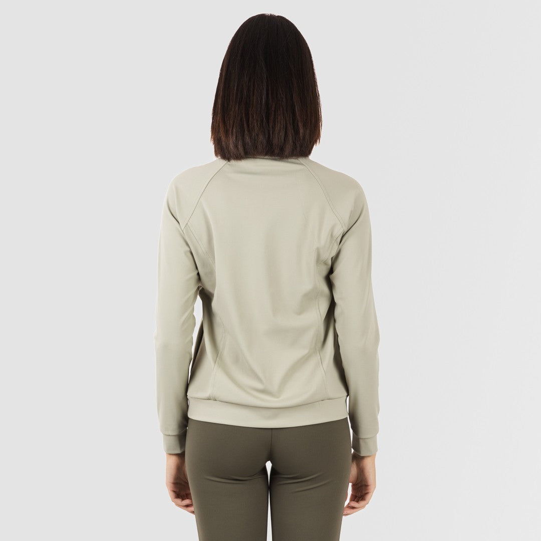 Moletom esportivo feminino com zíper e bolso, verde folha