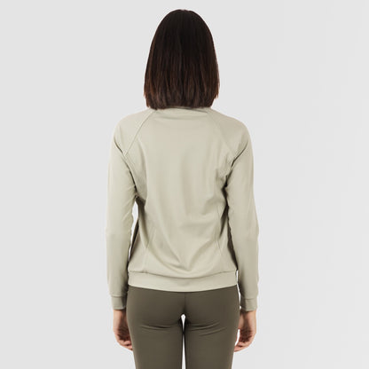 Moletom esportivo feminino com zíper e bolso, verde folha