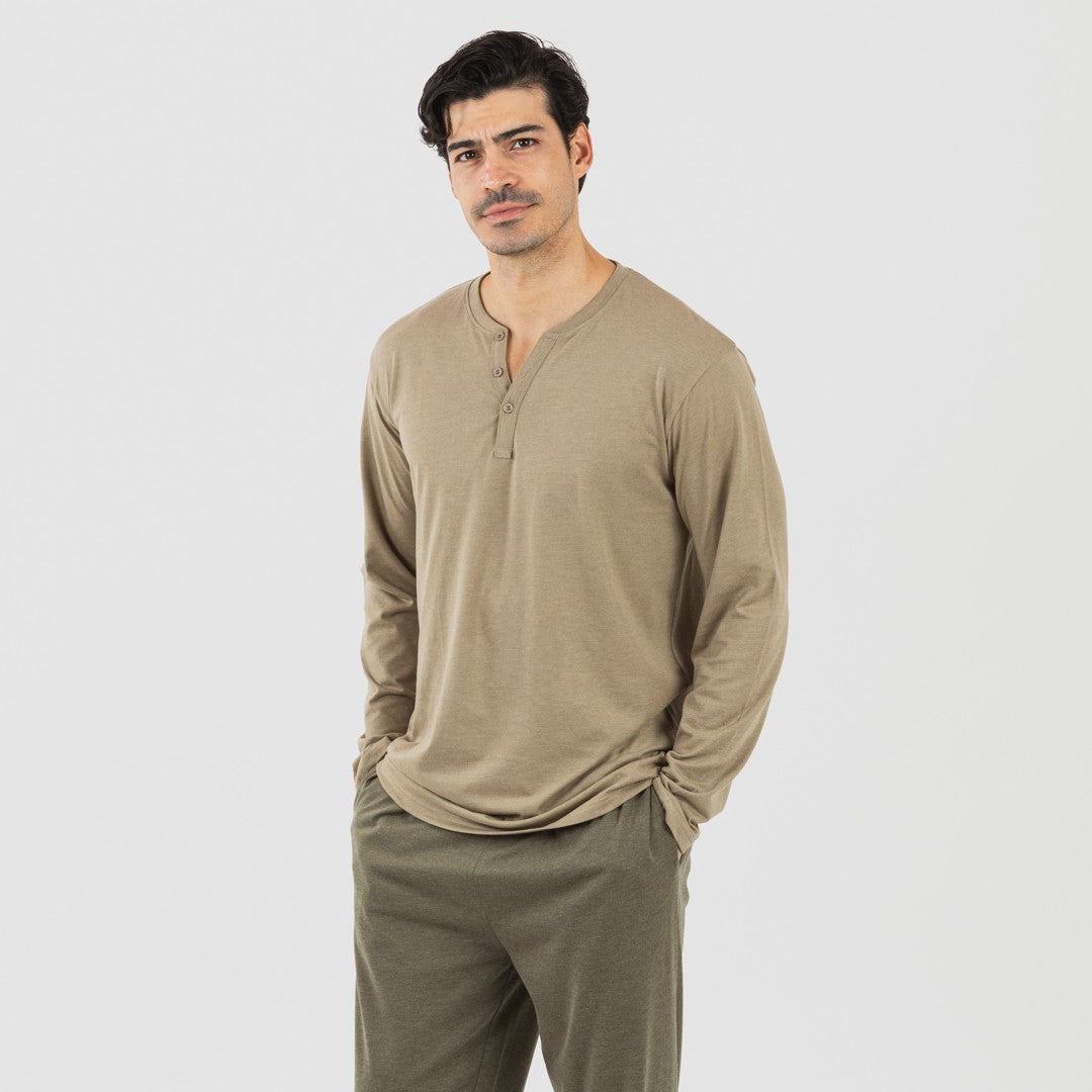 Pijama largo hombre con botones verde cacería - verde oscuro