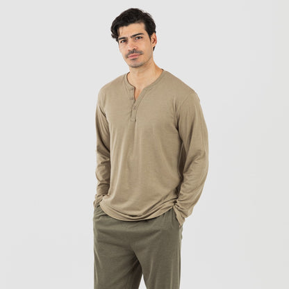 Pijama largo hombre con botones verde cacería - verde oscuro