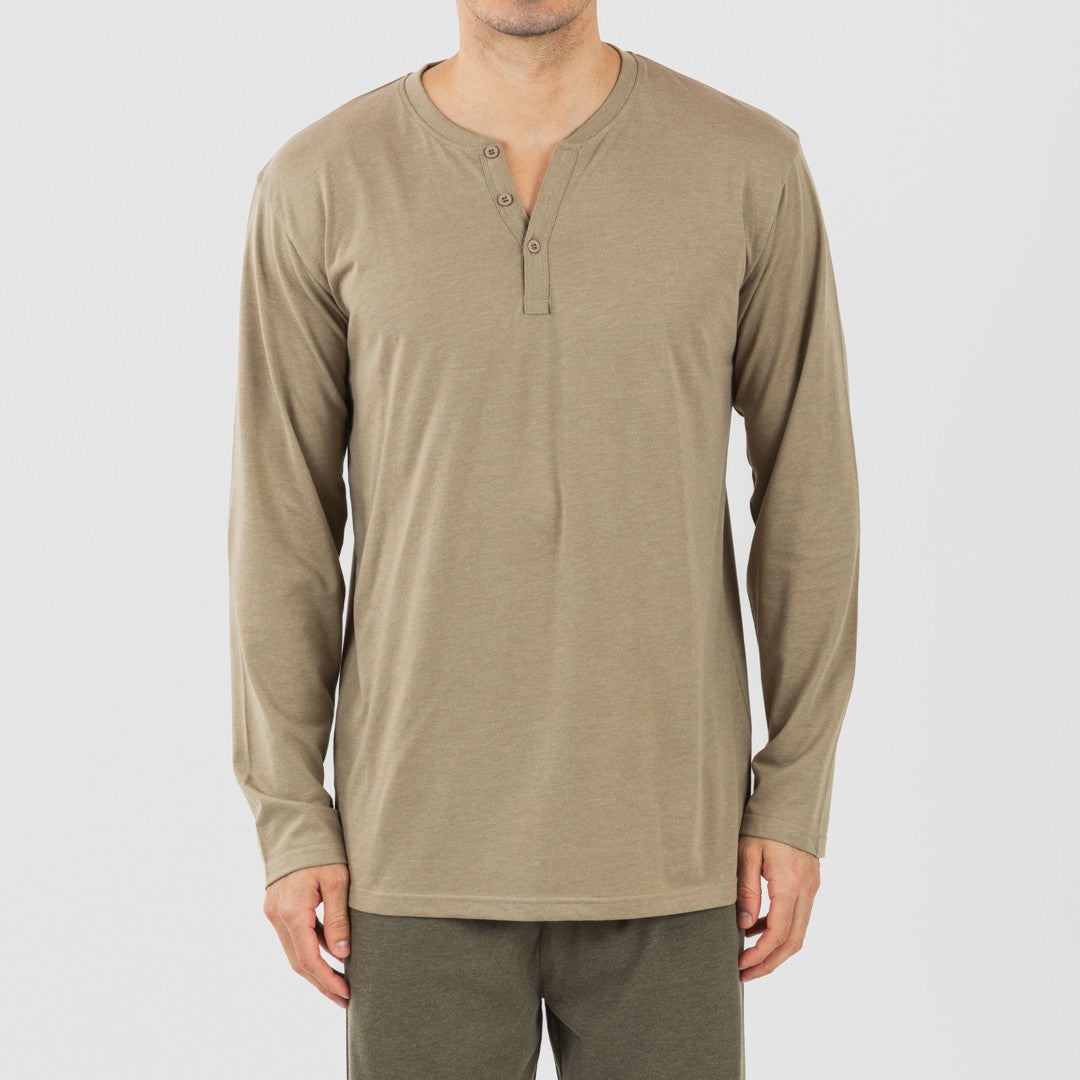 Pijama largo hombre con botones verde cacería - verde oscuro