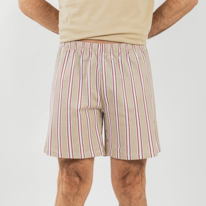 Pijama curto masculino de algodão listrado Ico Sand