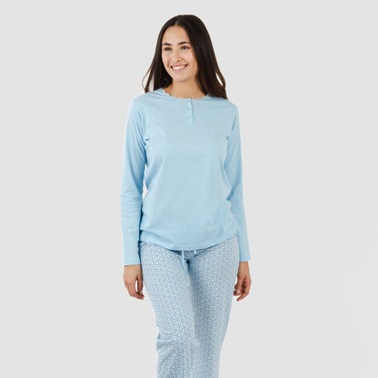 Pijama largo algodón Timon celeste