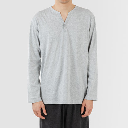 Pijama largo hombre con botones perla - marengo