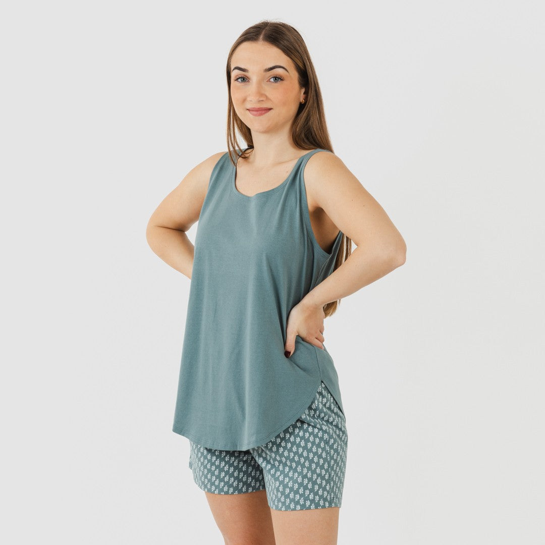 Pijama curto de algodão Teal Tiara