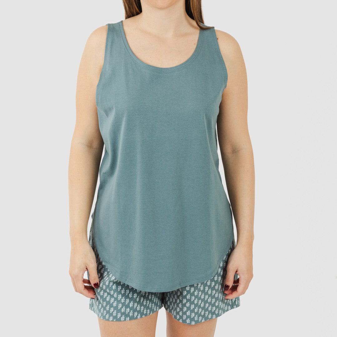 Pijama curto de algodão Teal Tiara