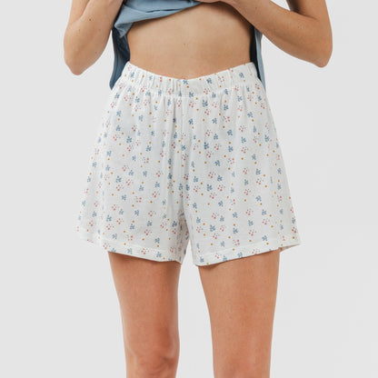 Pijama curto de algodão índigo Inés