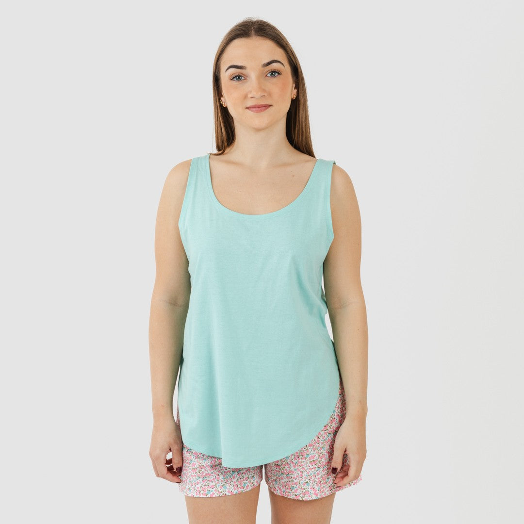 Pijama curto de algodão Salima, verde água