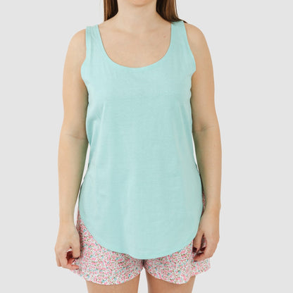 Pijama curto de algodão Salima, verde água