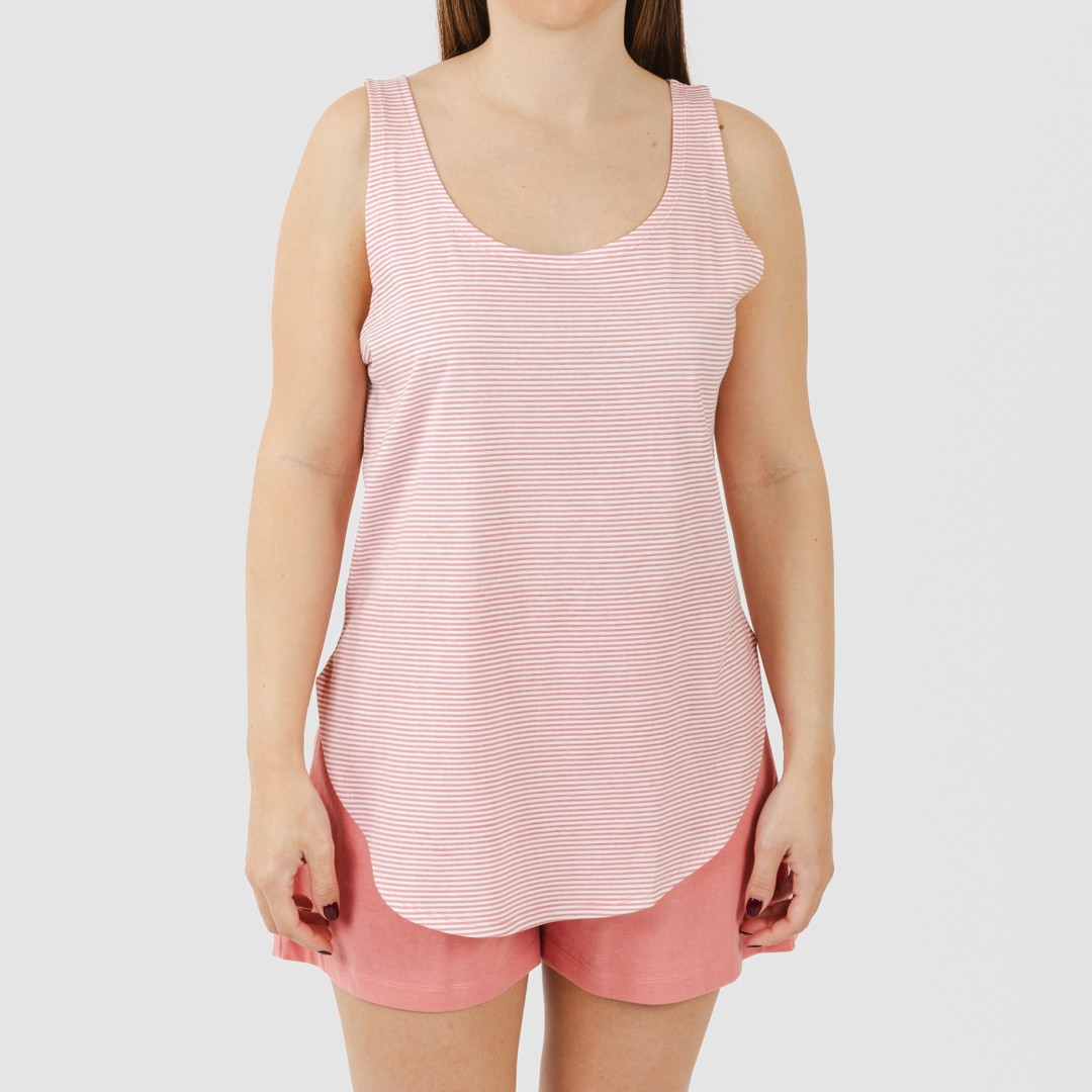 Pijama curto de algodão listrado Aliena Marsala