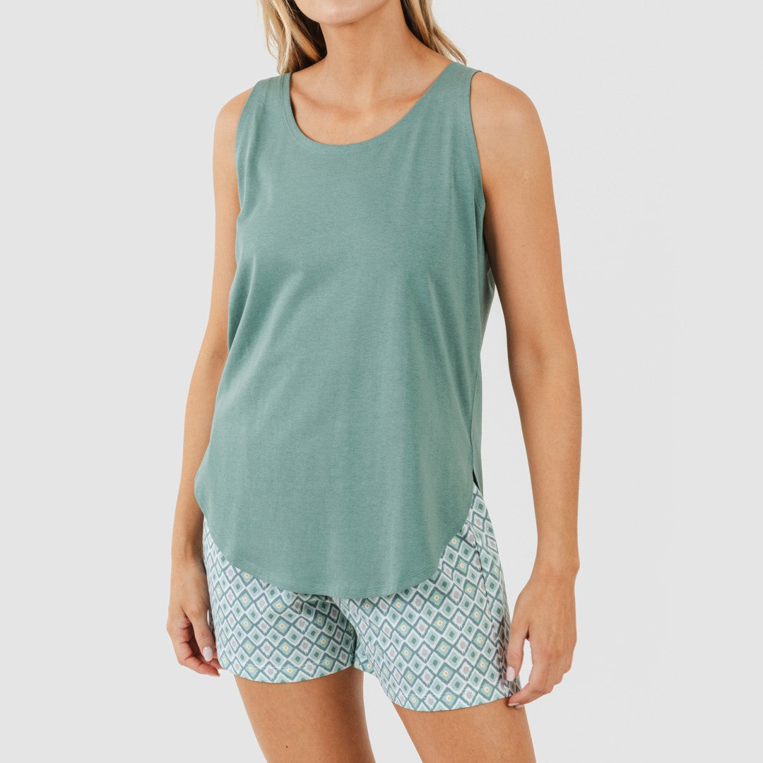 Pijama curto de algodão verde menta Bianca