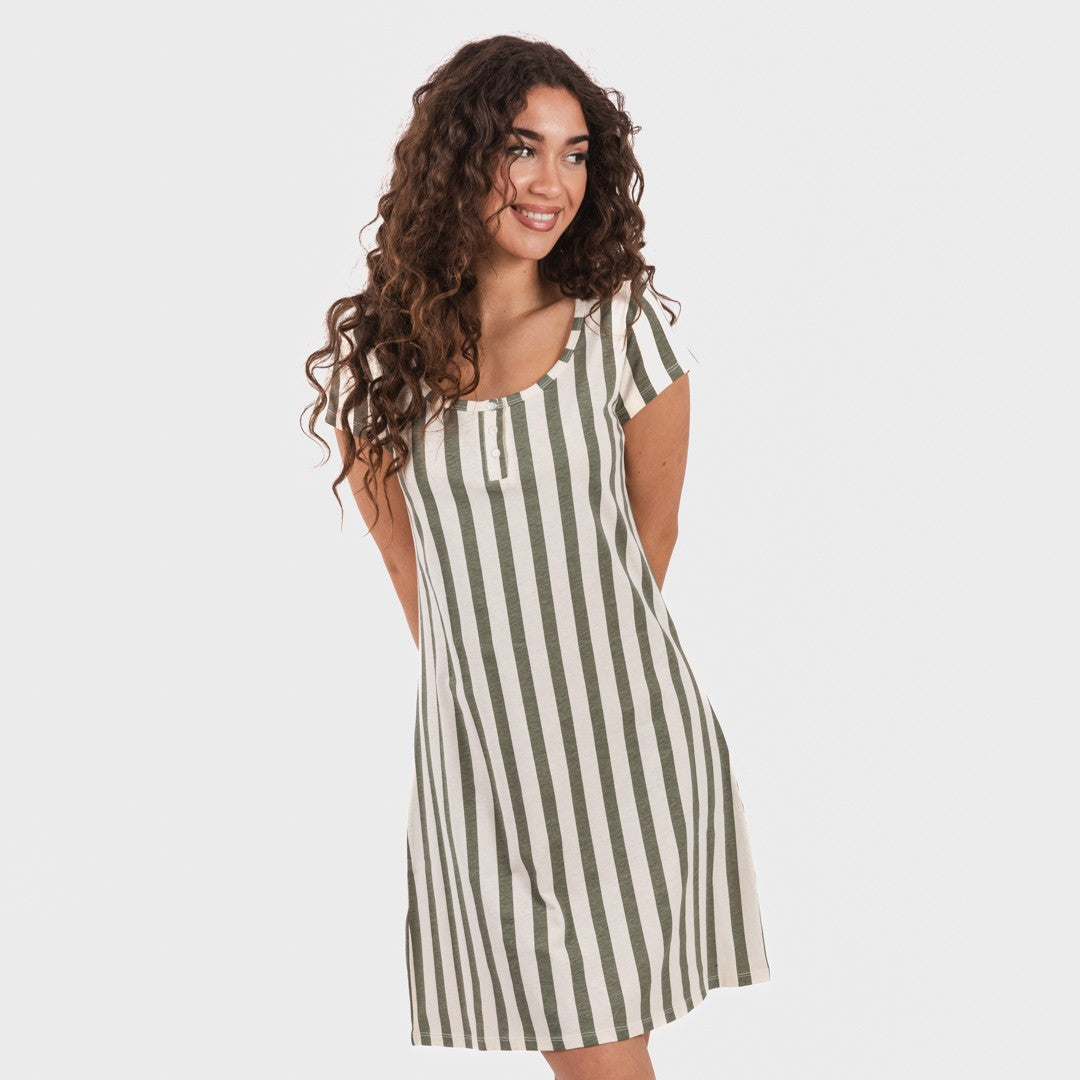 Blusa de algodão listrada verde Avilés