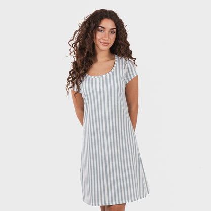 Blusa Anne de algodão listrado, verde-azulado