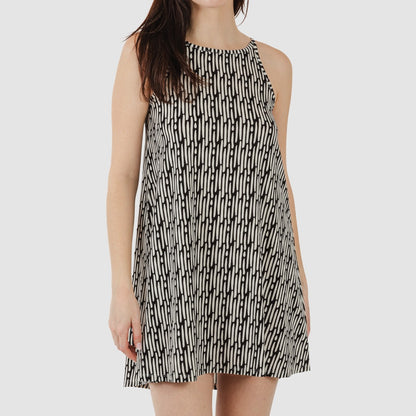 Vestido curto tomara que caia bege crepe Malibu - preto