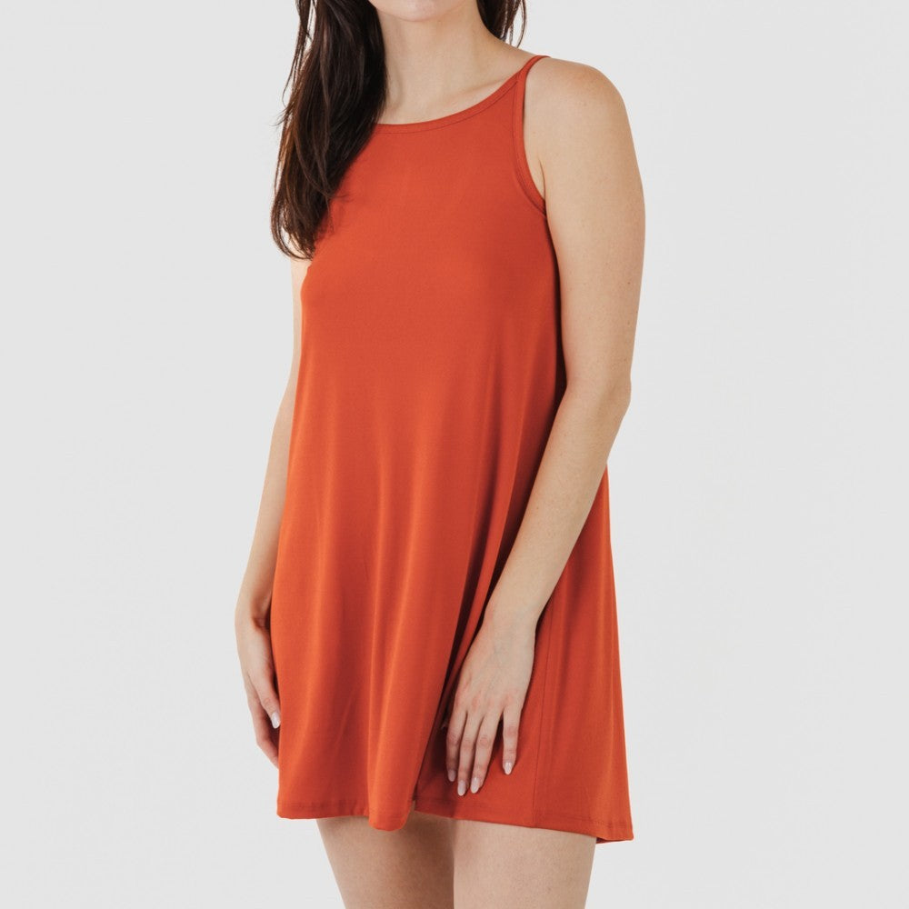 Vestido curto de crepe com alças