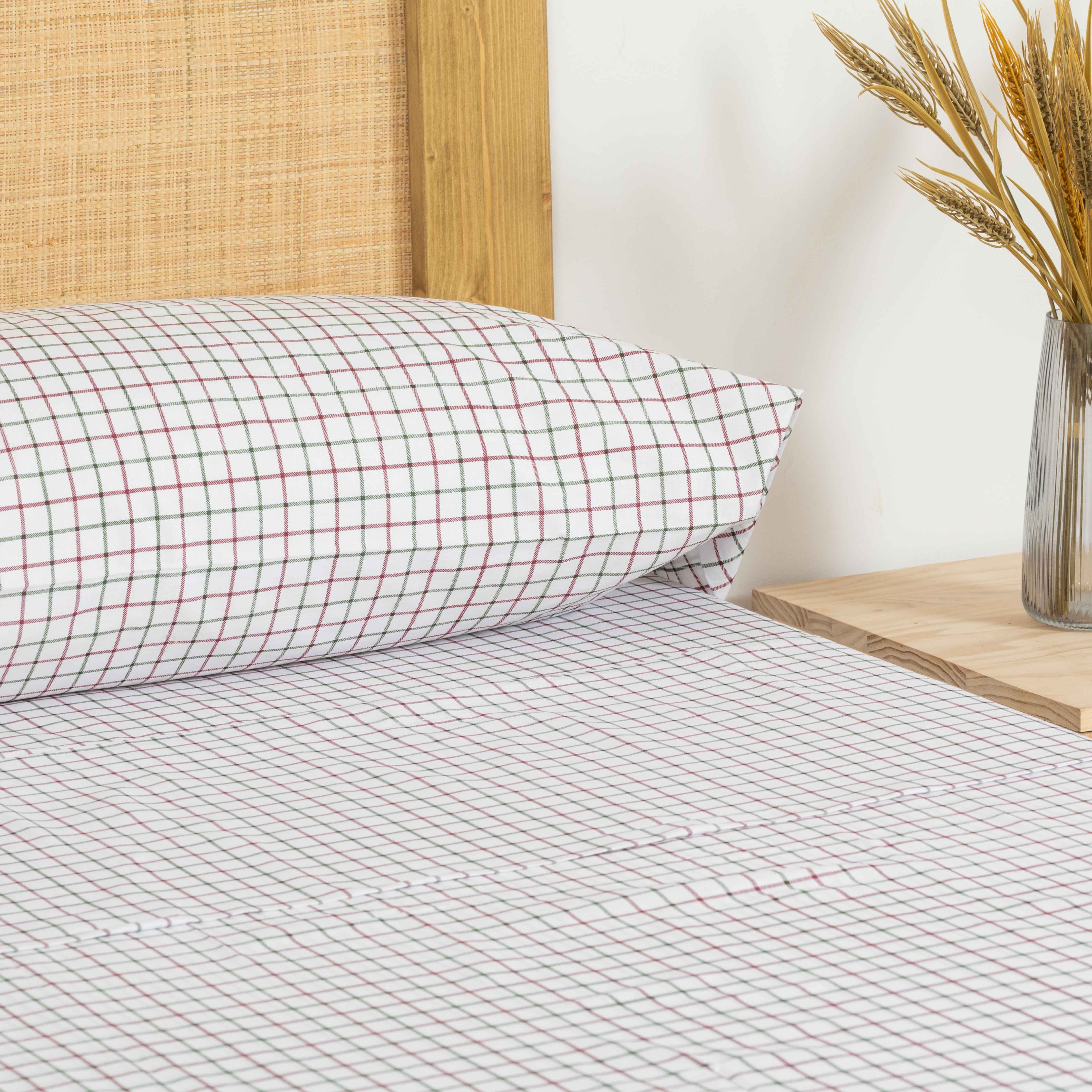 Jogo de lençóis algodão Hank verde bordeaux