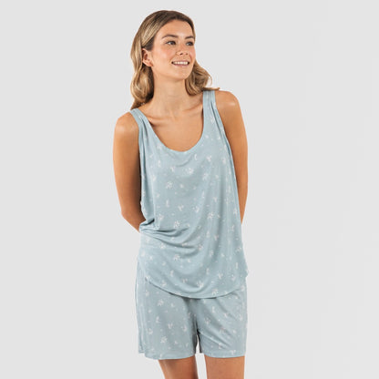 Pijama feminino Adriane com suspensório de viscose em verde água