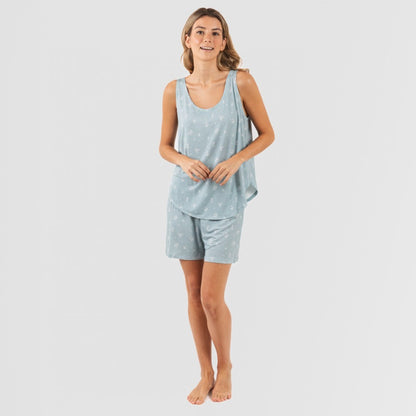 Pijama feminino Adriane com suspensório de viscose em verde água