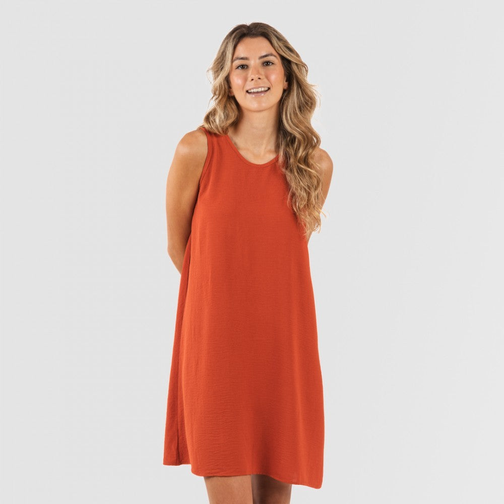 Vestido curto com alças, em musselina de algodão lisa.