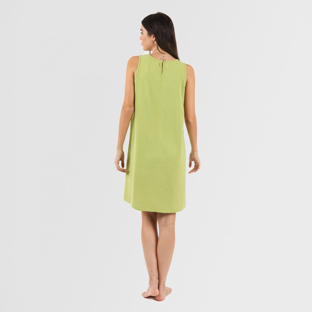 Vestido curto com alças, em musselina de algodão lisa.