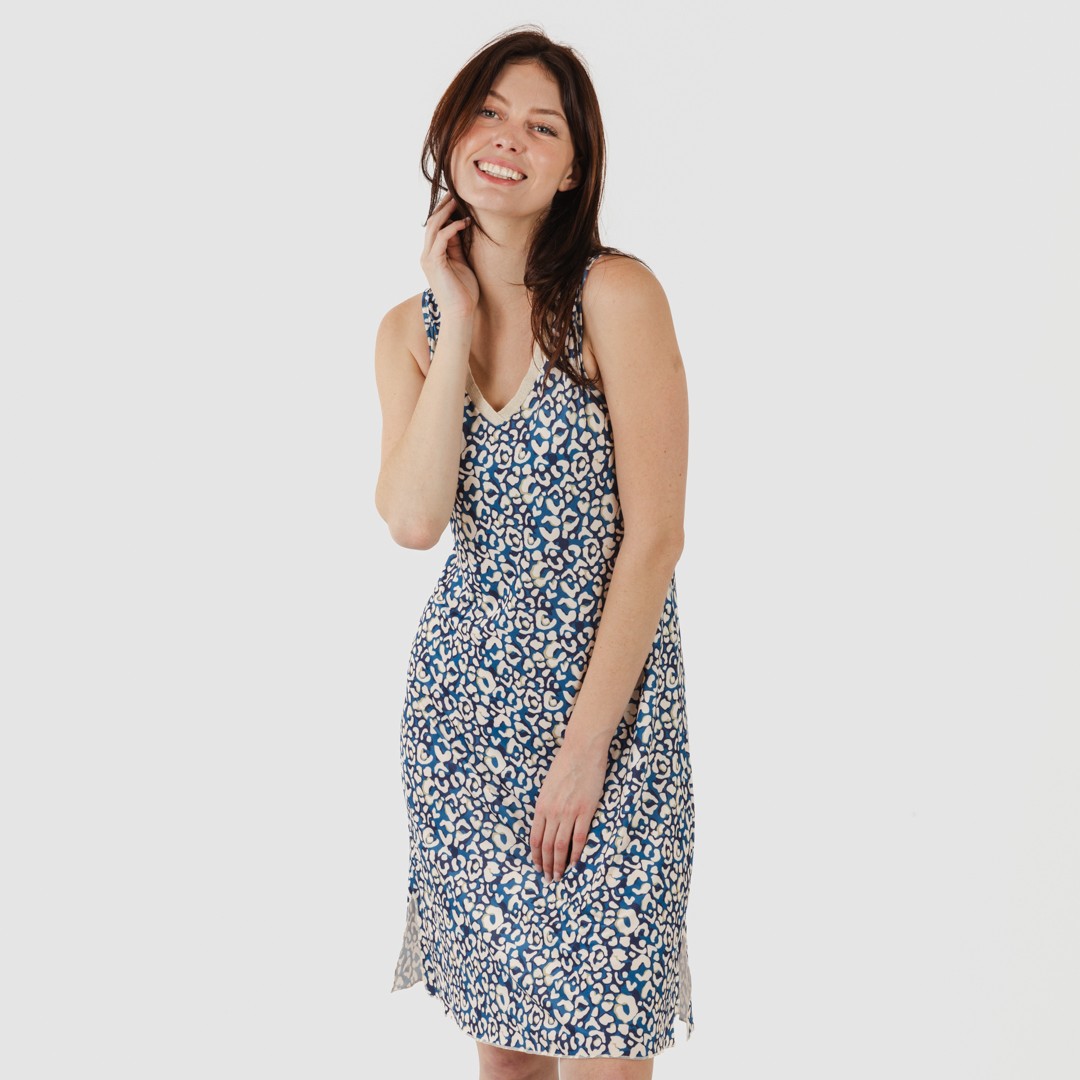 Vestido midi tirantes soft Milina azul marino