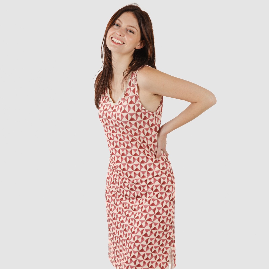 Vestido midi Tucson rosa malva com alças finas