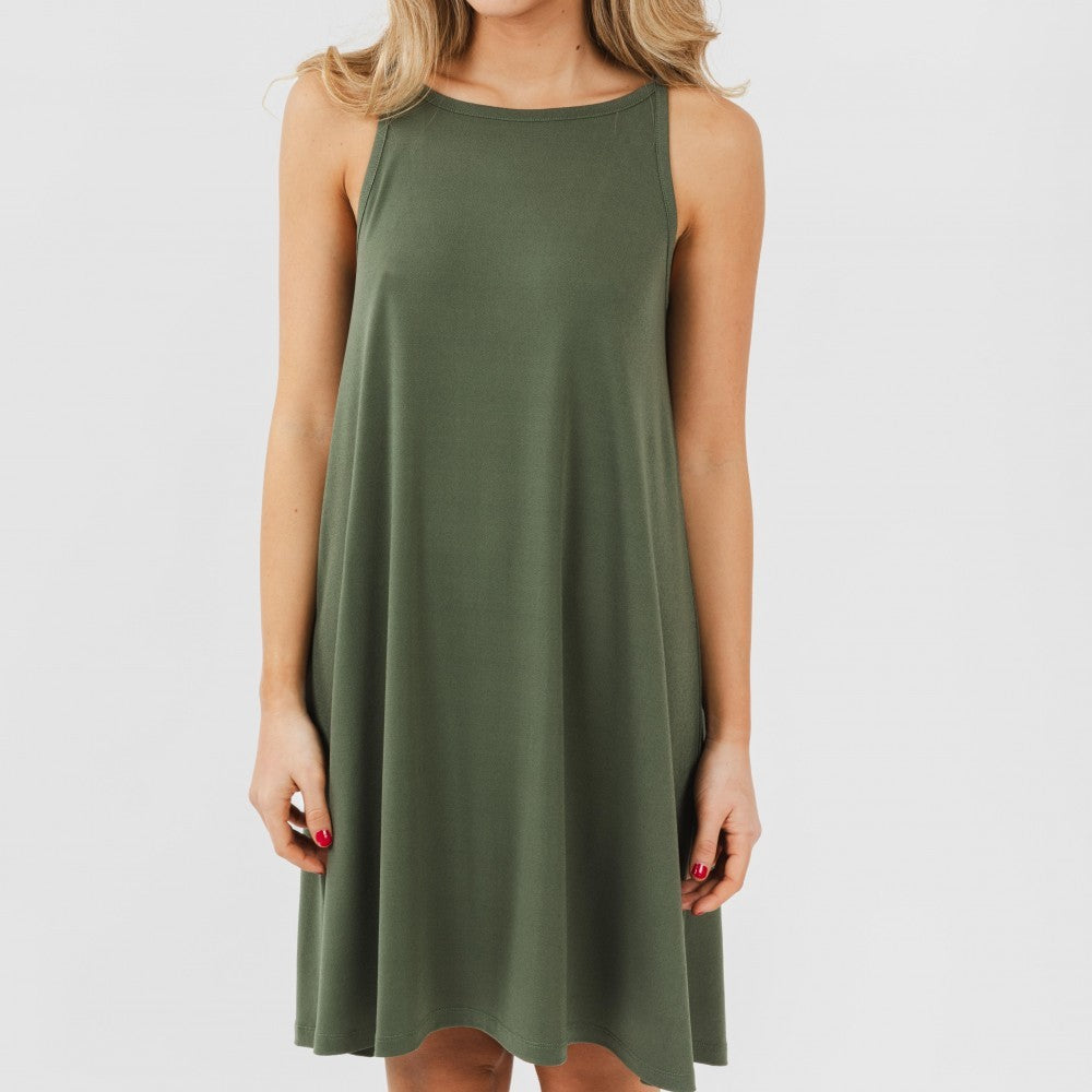 Vestido curto de crepe com alças