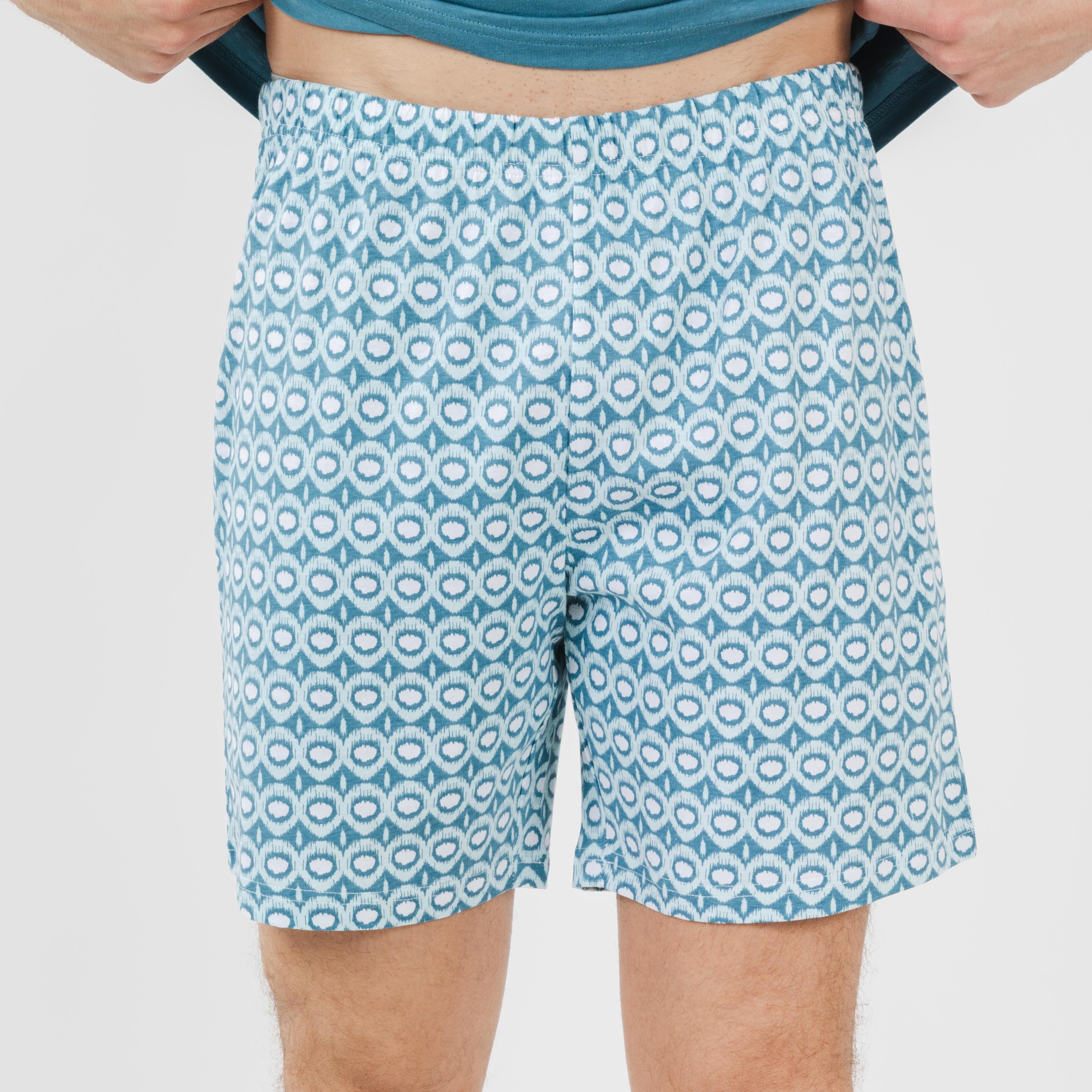 Pijama curto masculino Galieni em algodão, cor verde-azulado