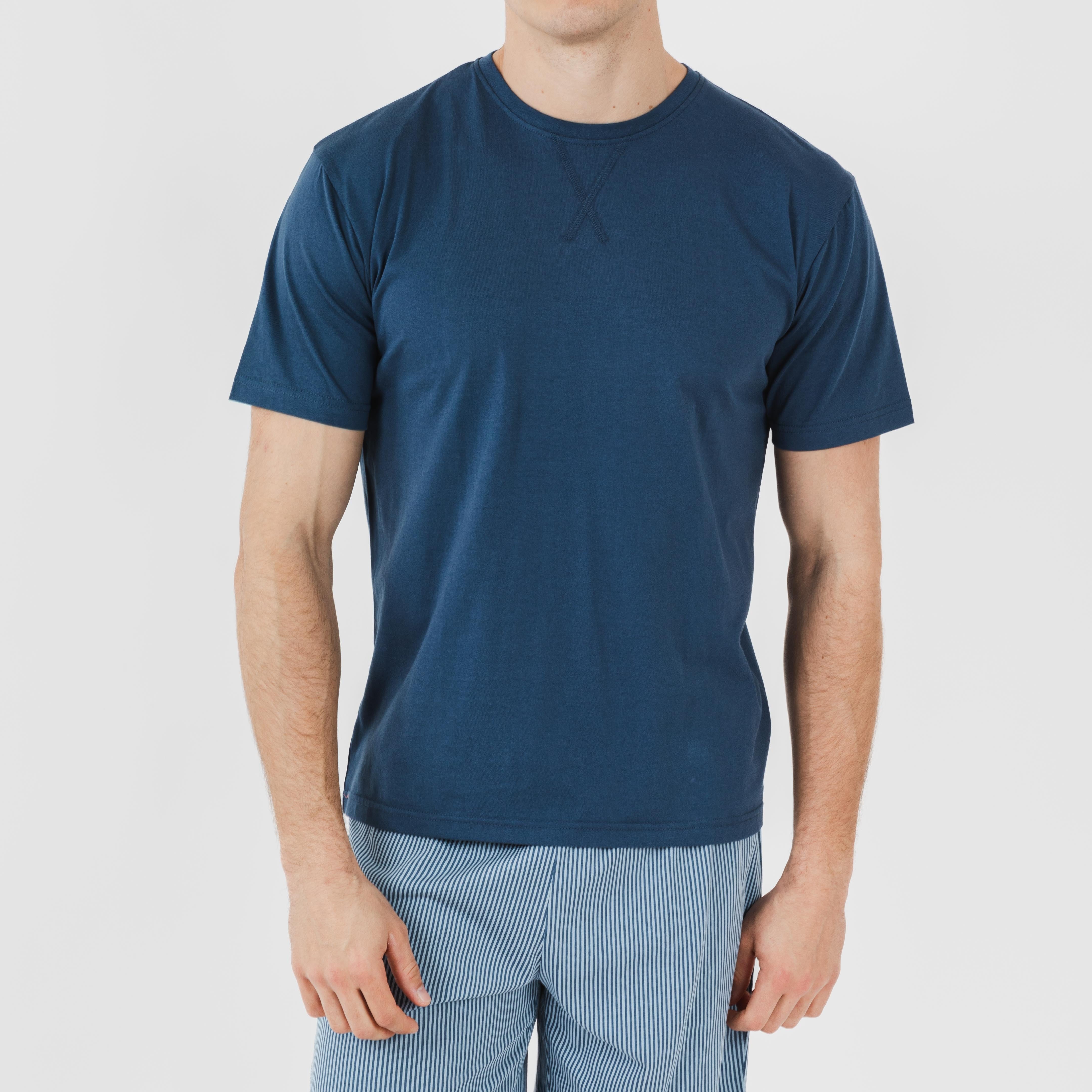 Pijama curto masculino Kristoff em algodão azul marinho